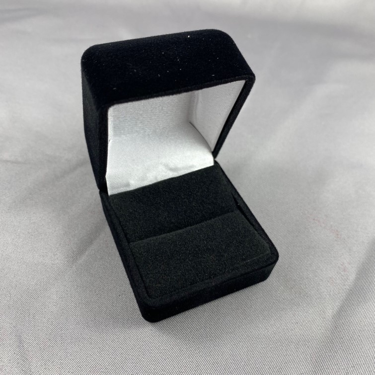 Soft Flocked Velour Ring Box - Black